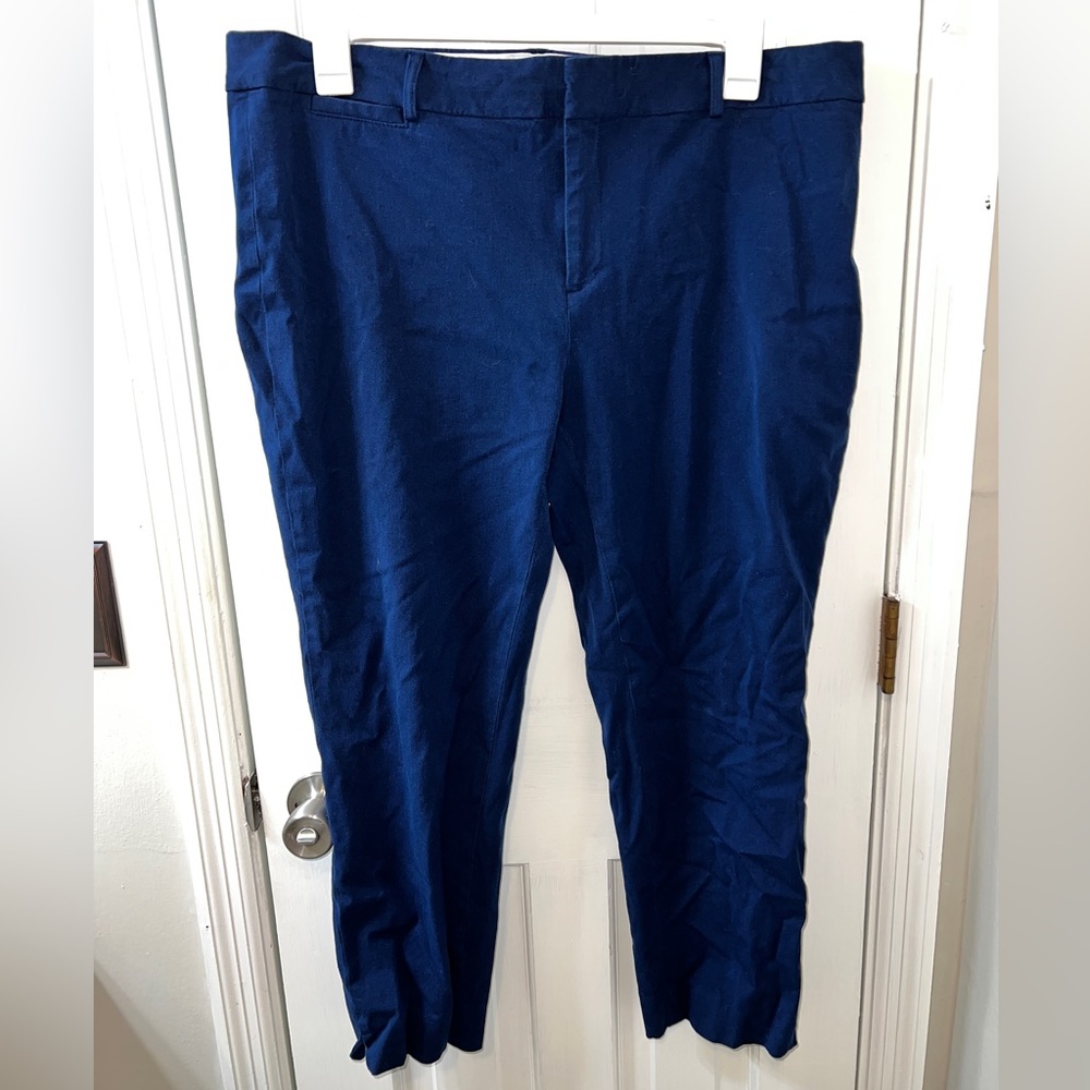 Crown & Ivy Cary Bi Stretch Fly Front Pants in Navy
